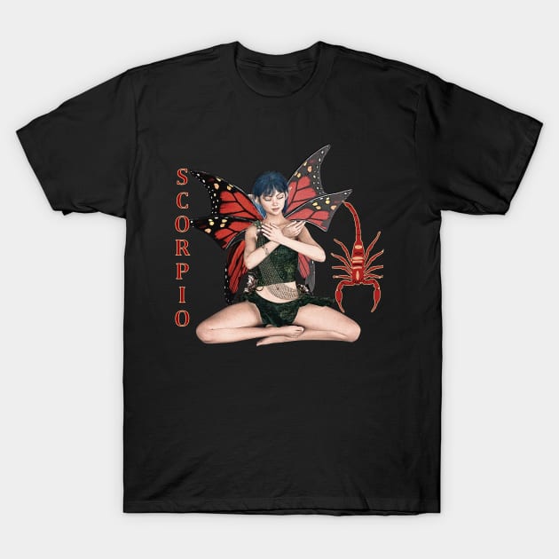 Scorpio fairy meditating with scorpion symbol T-Shirt by Fantasyart123